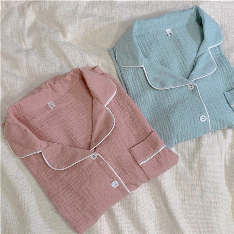 Macaroon Wrinkled Pajama Set - Taimly